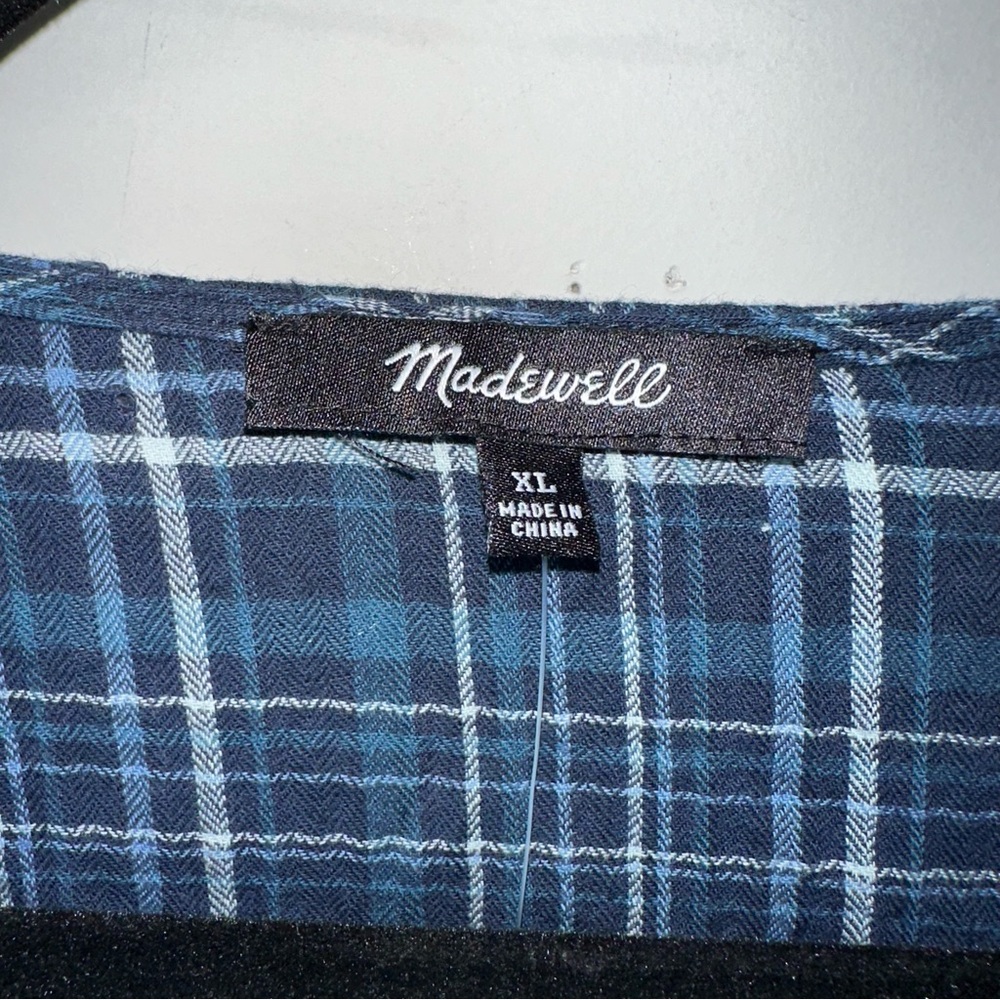 Madewell Anaya Blue Plaid Ruffle Blue Plaid Mini Dress Women Size XL - Picture 4 of 11